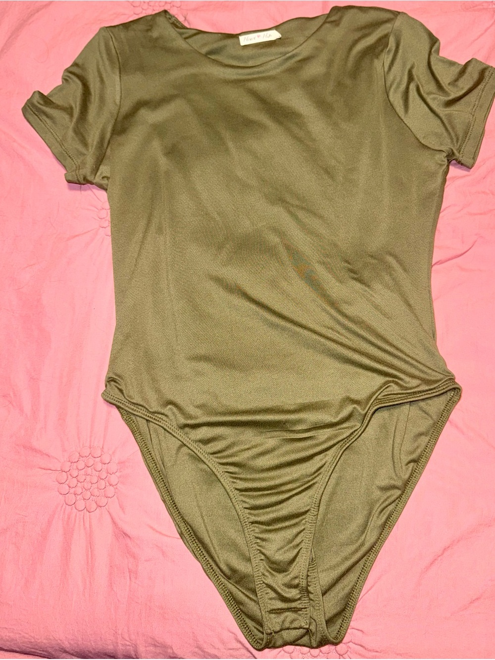 Heart Hips Olive Green Short Sleeve Bodysuit